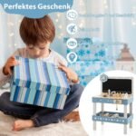 Medinis vaikų dirbtuvių stalas su priedais (Mėlyna)