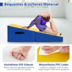 2 viename sulankstomas gimnastikos čiužinys su rankena (Mėlyna ir geltona)