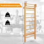 Sieninė sporto sienelė su 10 skersinių ir virvės laikikliu (Natūrali mediena)