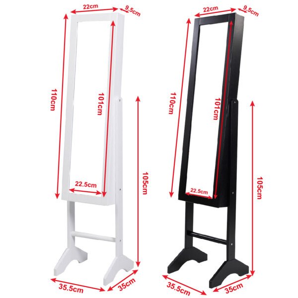 Pastatoma veidrodinė papuošalų spintelė (Balta)