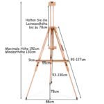 Nešiojama dailininko tapybos stovelė su reguliuojama lentyna (Natūrali)