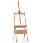 Reguliuojamas medinis dailės molbertas su stalčiumi (Natūrali)