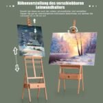 Reguliuojamas medinis dailės molbertas su stalčiumi (Natūrali)