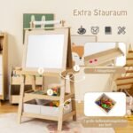 Dvipusis vaikų dailės molbertas su popieriaus ritinėliu (Natūrali)