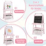 Vaikiška dvipusė dailės lenta su popieriaus laikikliu (Rožinė)