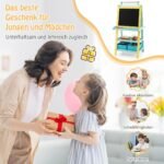 Dvipusė vaikiška dailės lenta su popieriaus laikikliu (Mėlyna ir geltona)