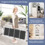 Sulankstomos 4 laiptelių kopėčios su rankena 150 kg keliamoji galia (Juoda ir balta)