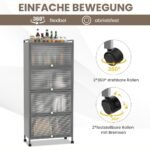 Virtuvės spintelė su ratukais ir atverčiamomis durimis (Pilka)