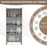 Virtuvės spintelė su ratukais ir atverčiamomis durimis (Pilka)