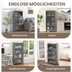 Virtuvės spintelė su ratukais ir atverčiamomis durimis (Pilka)