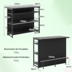 Virtuvės baro spintelė su vyno lentyna ir stiklinių laikikliais (Juoda)