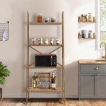 Bambukinė kopėčių tipo keturių pakopų lentyna (Natūrali)