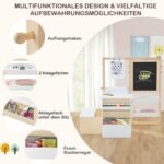 Vaikiška dailės lenta su suoliuku ir laikymo vietomis (Balta)