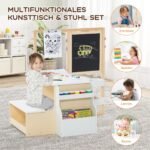 Vaikiška dailės lenta su suoliuku ir laikymo vietomis (Balta)