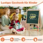 Aukščio reguliuojama vaikiška dvipusė dailės lenta su kreidine ir balta puse (Natūrali)