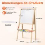 Aukščio reguliuojama vaikiška dvipusė dailės lenta su kreidine ir balta puse (Natūrali)