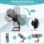 Galingas grindų ventiliatorius su 3 greičio pakopomis ir 51 cm skersmeniu (Juoda)