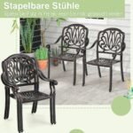 Aliumininės lauko kėdės su porankiais sukraunamos (Bronzinė)