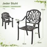 Aliumininės lauko kėdės su porankiais sukraunamos (Bronzinė)