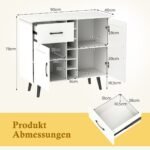 Kompaktiškas indauja su 6 butelių vyno laikikliu ir stalčiumi (Balta)