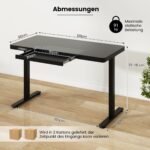 Elektrinis stalviršis su reguliuojamu aukščiu ir grūdinto stiklo plokšte (Juoda)