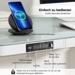 Elektrinis stalinis kompiuterio stovas su grūdinto stiklo stalviršiu (Balta)