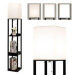 Stalinė lempa su lentynomis ir USB įkrovikliu (Juoda)