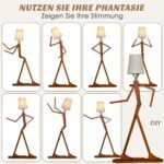 Reguliuojama medinė grindinė lempa (Natūrali)