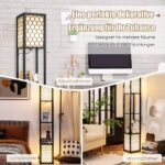 Dvigubo aukščio pastatoma lempa su lentynomis (Juoda)