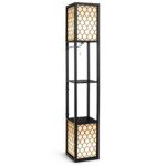 Dvigubo aukščio pastatoma lempa su lentynomis (Juoda)