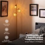 Moderni 3 rutulių stovinčio šviestuvo lempa su pedine jungikliu (Auksinė)