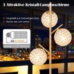 Moderni 3 rutulių stovinčio šviestuvo lempa su pedine jungikliu (Auksinė)