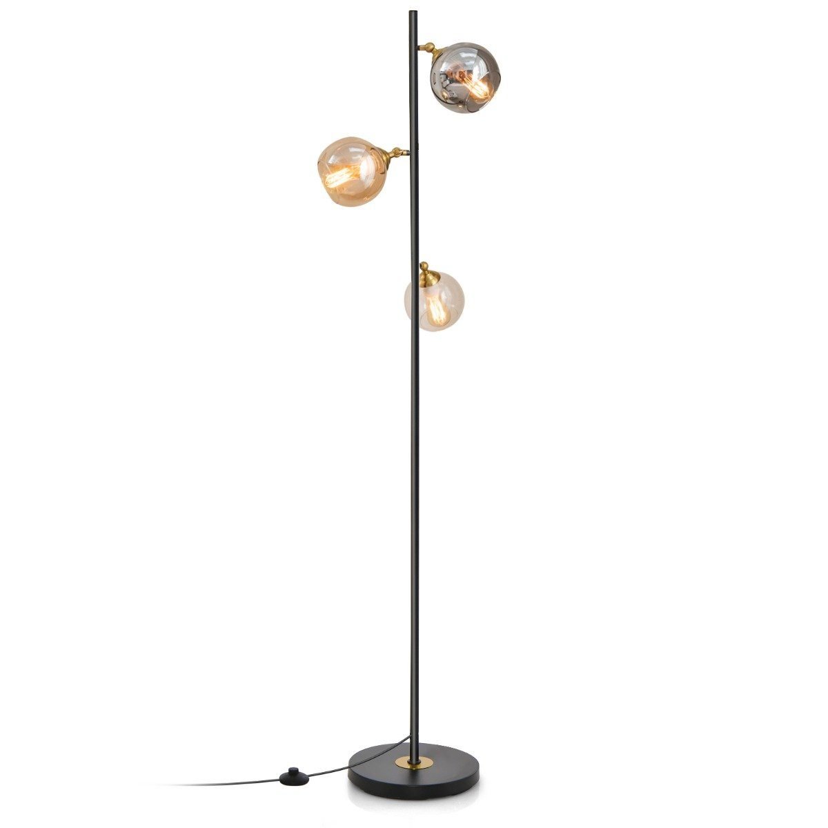 stehlampe-standleuchte-eu10120de-_1_ Aukštas šviestuvas su 3 reguliuojamais gaubtais (Juoda)