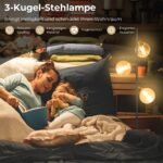 Aukštas šviestuvas su 3 reguliuojamais gaubtais (Juoda)