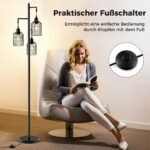 Moderni trijų gaubtų stovėjimo lempa (Juoda)