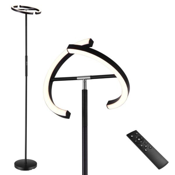 LED stovimas šviestuvas su reguliuojamu ryškumu ir spalvos temperatūra (Juoda)