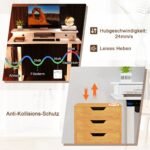 Elektrinis aukščio reguliavimo stalas su monitoriaus stovu ir stalčiais (Balta)