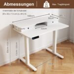 Elektrinis aukščio reguliavimo stalas su monitoriaus stovu ir stalčiais (Balta)