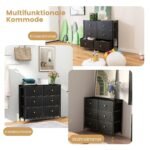 Tvirtas 6 stalčių komodos rėmas su metalinėmis kojelėmis (Juoda)