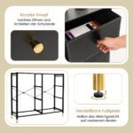 Tvirtas 6 stalčių komodos rėmas su metalinėmis kojelėmis (Juoda)