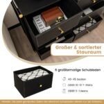 Tvirtas 6 stalčių komodos rėmas su metalinėmis kojelėmis (Juoda)