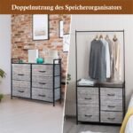 Spintelė su drabužių kabykla ir aštuoniais stalčiais (Juoda)