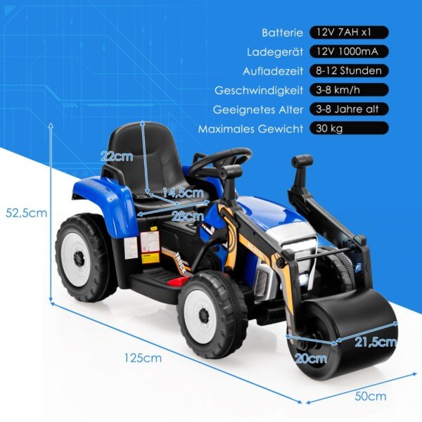 Elektrinė vaikiška kelio volelio transporto priemonė su muzika ir šviesomis (Mėlyna)