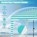 Nešiojamas paplūdimio skėtis nuo saulės su nuimama šonine sienelė ir aštuoniais smėlio maišais (Žalia)