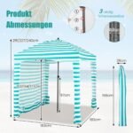 Nešiojamas paplūdimio skėtis nuo saulės su nuimama šonine sienelė ir aštuoniais smėlio maišais (Žalia)