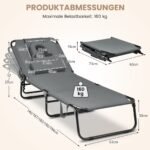 Reguliuojamas sulankstomas lauko gultas su anga veidui (Pilka)