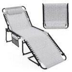 Sulankstoma lauko gultavietė su reguliuojamu atlošu ir galvos atrama (Pilka)