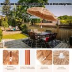 Reguliuojamo kampo stovyklavimo skėtis nuo saulės su dangteliu (Natūrali)