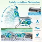Sulankstoma kempingo kėdė su reguliuojamu atlošu (Mėlyna ir žalia)