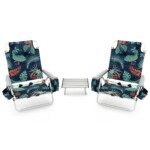 3 dalių lauko kėdžių ir stalo rinkinys su reguliuojama atlošo padėtimi (Mėlyna ir žalia)